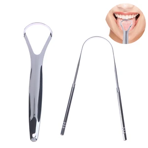 2Pcs Stainless Steel Tongue Brush Tongue Scraper Tongue Scraper Stainless Steel Tongue Cleaner Remove Bad Breath Oral Care Tool