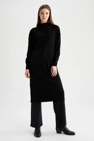 DEFACTO Regular Fit Half Turtleneck Long Sleeve Trico Dress