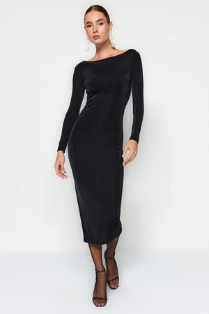 Trendyol Black Fitted Evening Dress with Accessories