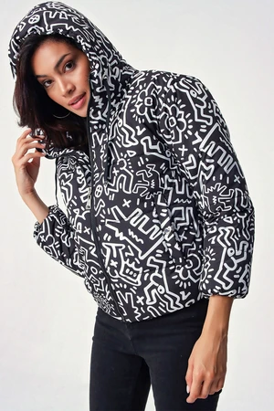 Bigdart 5125 Patterned Puffy Coat - Black