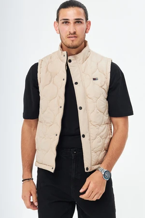 River Club Men's Onion Pattern Quilted Beige Vest