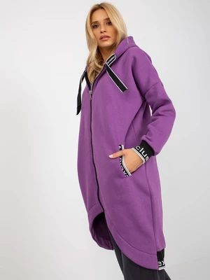 Lady's purple long sweatshirt with drawstrings