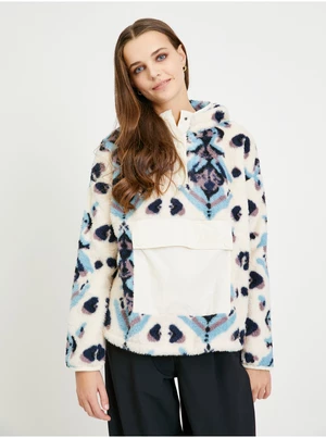 Blue-cream Women's Patterned Jacket Picture D - Women