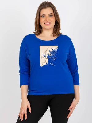 Dark blue blouse plus size with longer back