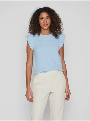 Light blue women's ribbed T-shirt VILA Ril - Women