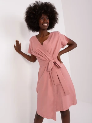 Dusty pink dress with tie belt by ZULUNA