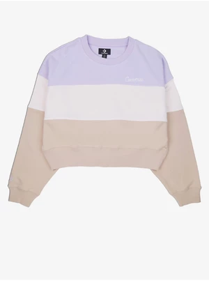 Purple Beige Women's Striped Sweatshirt Converse - Women