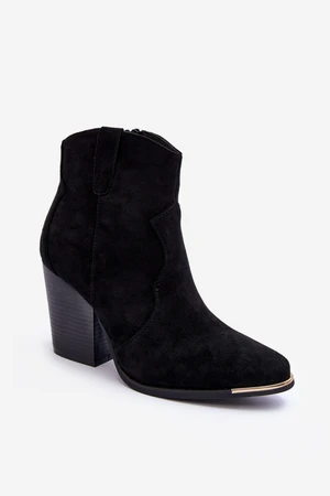 Suede cowboy boots with high heels, black Lotoune