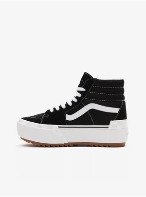 Black & White Womens Ankle Sneakers VANS UA SK8-Hi Stacked - Ladies