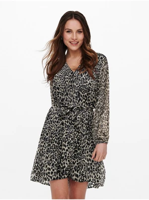 Beige-Black Women Patterned Dress ONLY Cera - Women