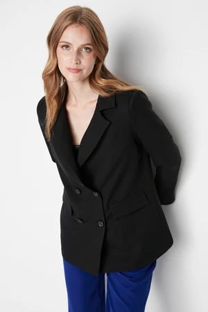 Trendyol Black Regular Lined Blazer with Buttons