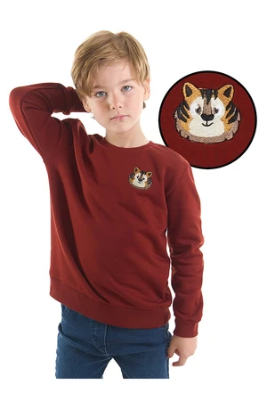 Denokids Tiger Thick Claret Red Boys Sweatshirt.