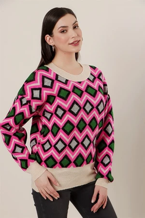 By Saygı Rug Patterned Sweater Fuchsia