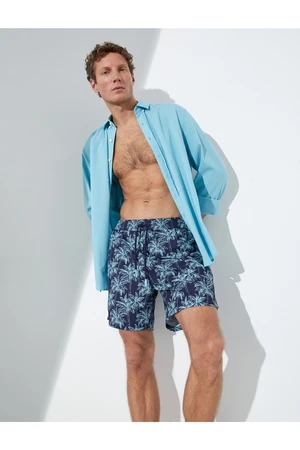 Koton Marine Shorts with a Palm Printed Tie Waist, Pocket