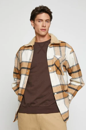 Koton Checkered Lumberjack Shirt with Collar Detailed and Snap Snap fastener.