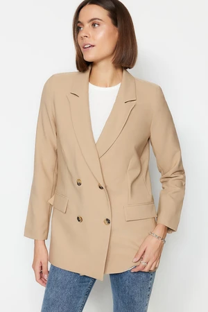 Trendyol Mink Oversize Lined Double Breasted Blazer with Closure