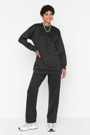 Trendyol Black Crew Neck Scuba Knitted Tracksuit Set