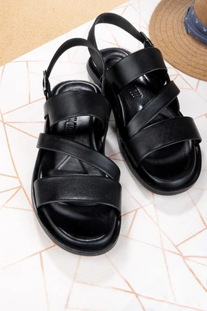 Ducavelli Roma Genuine Leather Men's Sandals, Genuine Leather Sandals, Orthopedic Sole Sandals, Lightweight Leather.