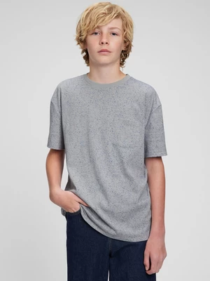 Grey boys' brindle T-shirt with pocket GAP