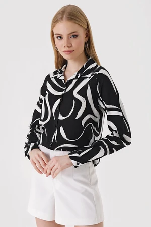 Bigdart 3721 Graphic Pattern Shirt - F. Black