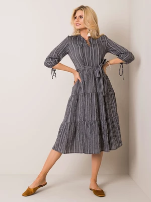 Dress with gray and black stripes