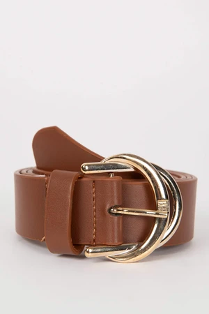 DEFACTO Woman Oval Buckle Faux Leather Classic Belt