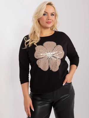 Women's black cotton blouse plus size