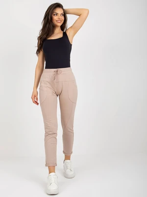 Beige women's sweatpants with pockets