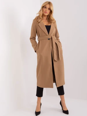 Camel long coat with belt OCH BELLA