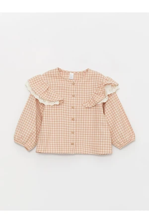 LC Waikiki Crew Neck Long Sleeved Plaid Baby Girl Shirt