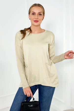 Sweater with front pockets beige