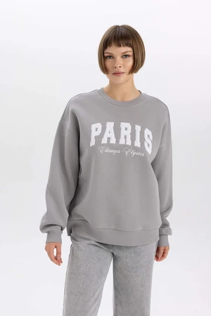 DEFACTO Oversize Fit Printed Long Sleeve Sweatshirt