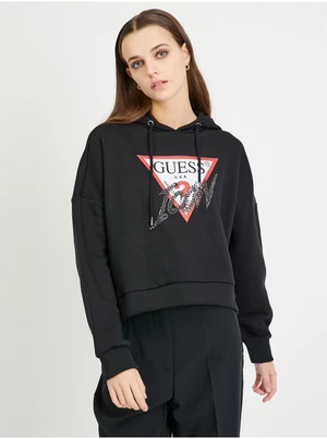 Čierna dámska oversize mikina s kapucňou Guess