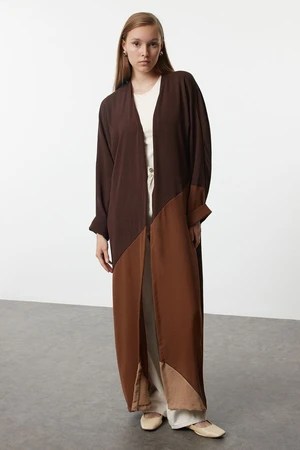 Trendyol Brown Color Blocked Long Woven Cap & Abaya