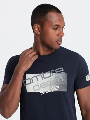 Ombre Men's logo cotton t-shirt - navy blue