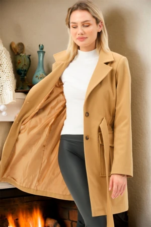 Z6778 DEWBERRY LADIES' COAT-PLAIN CAMEL