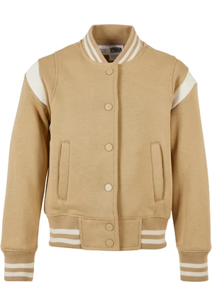 Girls' inset College Sweat Jacket union beige/white sand