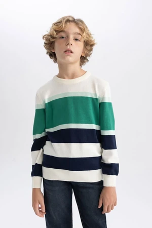 DEFACTO Boy's Crew Neck Knitwear Striped Knitwear Sweater