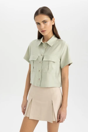 DEFACTO Crop Shirt Collar Short Sleeve Shirt