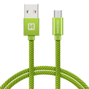 Datový kabel Swissten Textile USB/MicroUSB, 0,2, zelený