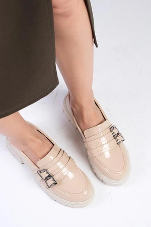 Mio Gusto Gaby Nude Women's Loafers with Thick Soles.