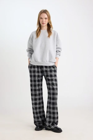 DEFACTO Wide Leg Wide Leg Plaid Regular Waist Elastic Pocket Pajama Pants