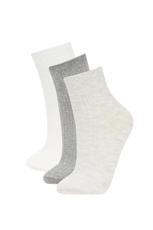 DEFACTO Women's 3-Piece Cotton Socks