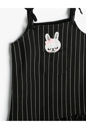 Koton Strappy Dress with Rabbit Applique and Pocket Detail