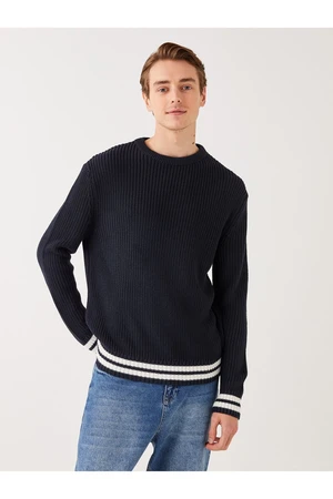 LC Waikiki Crew Neck Long Sleeve Striped Men's Knitwear Sweater