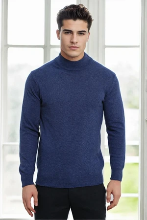 64721 Dewberry Half Turtleneck Woolen Mens Knit Sweater-INDIGO