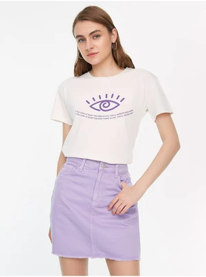 Light Purple Denim Mini Skirt Trendyol - Women