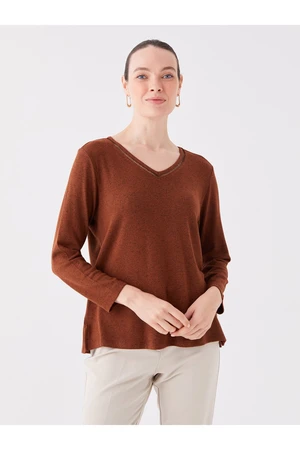 LC Waikiki V-Neck Plain Long Sleeve Women's Blouse