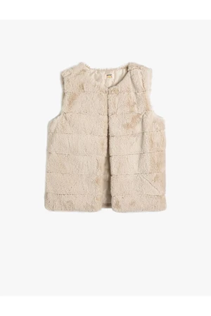 Koton Plush Vest Round Neck Sleeveless