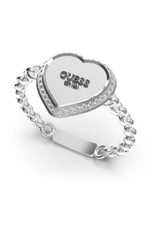 Guess Nápaditý ocelový prsten se srdíčkem Fine Heart JUBR01429JWRH 52 mm